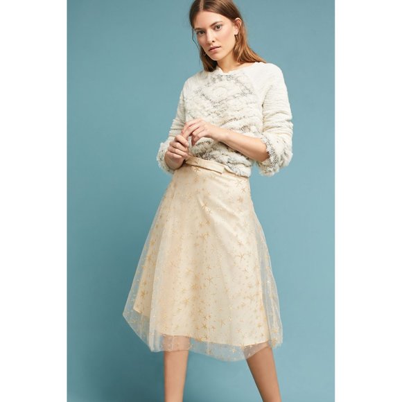 Eva Franco Dresses & Skirts - 31. Anthropologie Eva Franco Metallic Star Golden Glitter Tulle Skirt